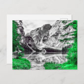 Grünwald mit Schwarz-weißer Berglandschaft Postkarte (Vorne/Hinten)