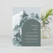 Grünwald-Pinienbäume Hochzeit Einladung (Stehend Vorderseite)