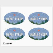 Grünwald Rotes Leaf Holz Ahornsirup Ovaler Aufkleber (Blatt)