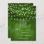 Grünwald Rustic String Lights Wedding RSVP Einladung (Vorne/Hinten)