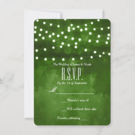 Grünwald Rustic String Lights Wedding RSVP Einladung