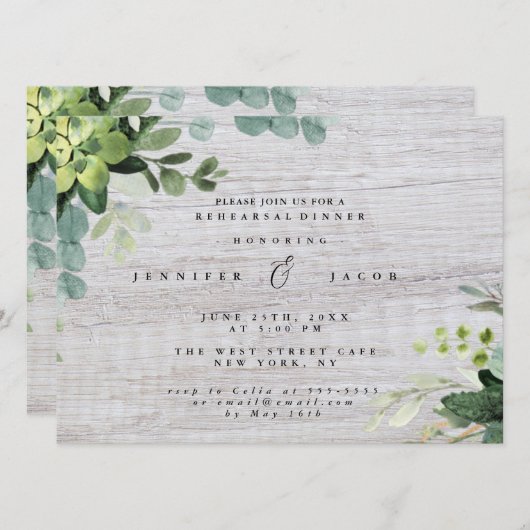 Grünwald Rustikale Probe Abendessen Einladung (Vorne/Hinten)