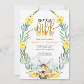 Grünwald Sie ist ein wilder erster Geburtstag Einladung (Vorderseite)