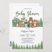 Grünwald Waldtiere Kinderdusche Einladung (Vorne/Hinten)