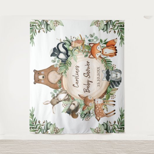 Grünwald-Waldtiere Kinderdusche Wandteppich (Vorderseite)