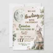 Grünwald Wolf Howling Geburtstag Einladung (Vorderseite)