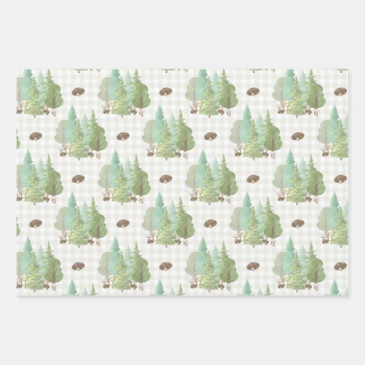 Grünwaldbäume Pilze Geschenkpapier Set (Vorderseite 2)