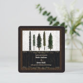 Grünwaldbäume Rustikale Woodsy-Hochzeit Einladung (Stehend Vorderseite)