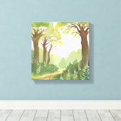 Grünwälder | Natur Schöne Wasserfarbe Leinwanddruck (Insitu (Holzboden))