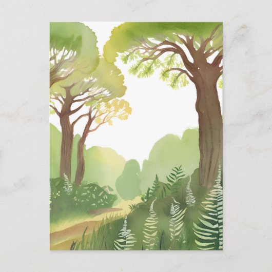 Grünwälder | Natur Schöne Wasserfarbe Postkarte (Vorderseite)