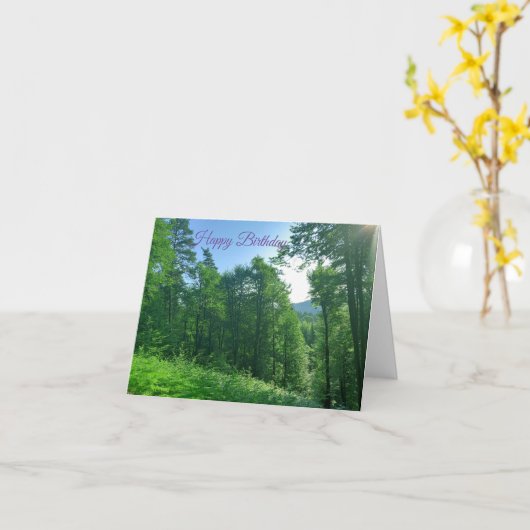 Grünwaldlandschaft Geburtstag Karte (Gelbe Blume)