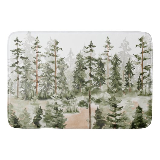 Grünwaldlandschaft mit Aquarellfarbe Badematte (Vorderseite)
