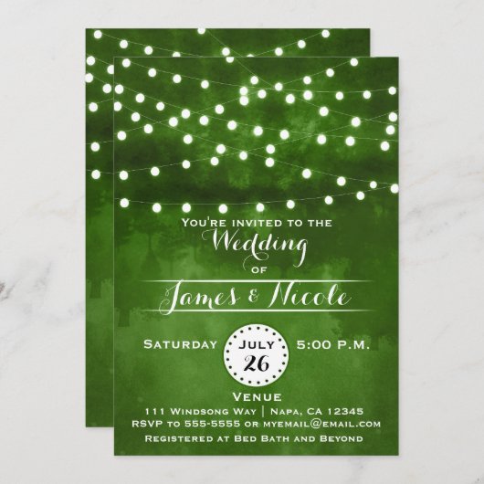 Grünwaldsaitenbeleuchtung Einladung zur Hochzeit (Vorne/Hinten)