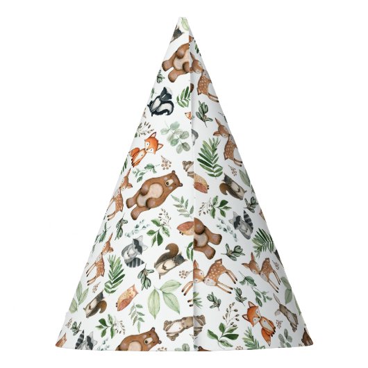 Grünwaldtiere Bären Deer Fox Geburtstag Partyhütchen (Rückseite)