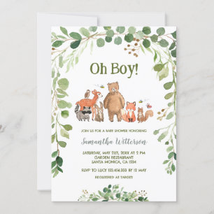 Grünwaldtiere Boy Baby Shower Einladung