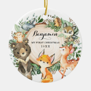 Grünwaldtiere - Erste Weihnachtsfeier Keramik Ornament