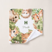 Grünwaldtiere Mit Monogramm Waldland Badhandtuch Set (Waschlappen)