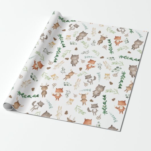 Grünwaldtiere Tiere Baby Geburtstag Geschenkpapier (Ungerollt)