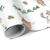 Grünwaldtiere Tiere Baby Geburtstag Geschenkpapier (Rolleneckpunkt)