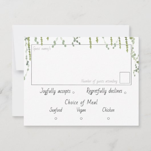 Grünweine Hochzeit RSVP 2 Mail Back Card (Rückseite)