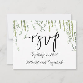 Grünweine Hochzeit RSVP 2 Mail Back Card Karte