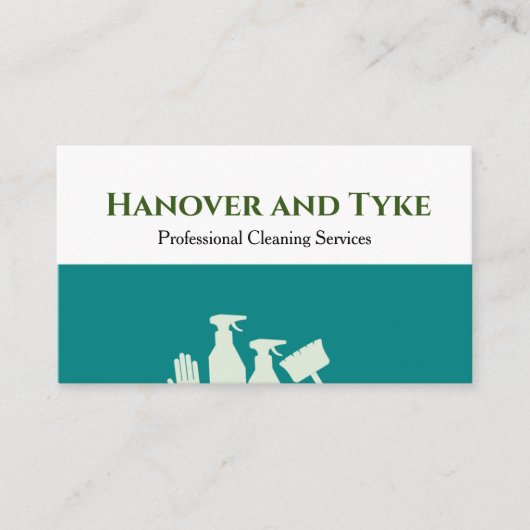 Grünweiß Einfache Berufliche Reinigung Visitenkarte (Vorderseite)