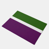 Grünweißes Lila Schlichtes Farbblockdesign Fußmatte (Schrägansicht)
