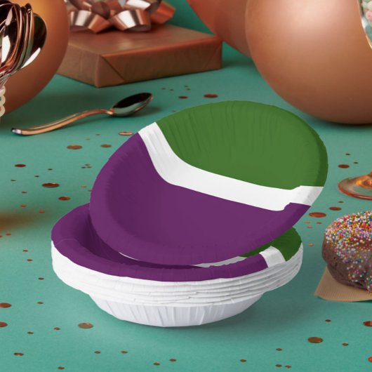 Grünweißes Lila Schlichtes Farbblockdesign Pappteller