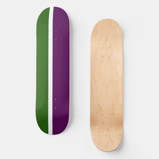 Grünweißes Lila Schlichtes Farbblockdesign Skateboard (Vorderseite)