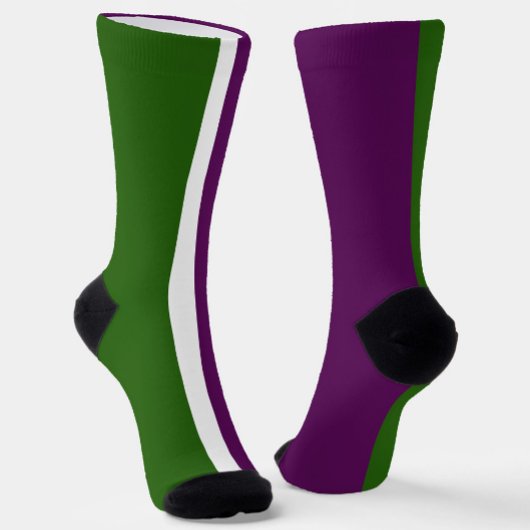 Grünweißes Lila Schlichtes Farbblockdesign Socken