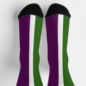 Grünweißes Lila Schlichtes Farbblockdesign Socken (Oben)