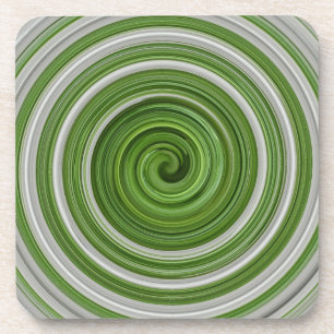 Grünweißes Spiralmuster Getränkeuntersetzer