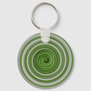 Grünweißes Spiralmuster Schlüsselanhänger