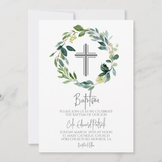 Grünwüste Taufe Einladung (Vorderseite)