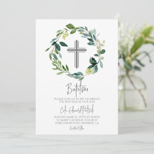 Grünwüste Taufe Einladung (Stehend Vorderseite)