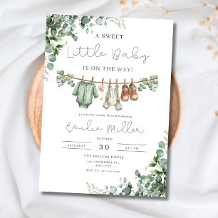 Grünzeug Baby Shower Boho Baby Jungen Wäscheleine Einladung