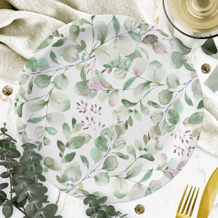 Grünzeug Eukalyptus Aquarell-Junggesellinnenabschi Pappteller