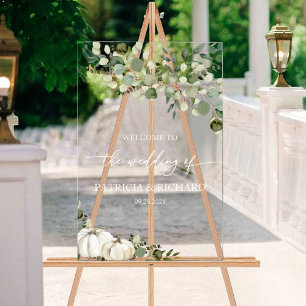 Grünzeug Kürbis Hochzeit Willkommen Acrylschild