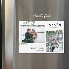 Grünzweige 2 Foto Magnetische Weihnachtskarte Magnetkarte