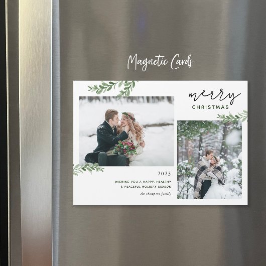 Grünzweige 2 Foto Magnetische Weihnachtskarte Magnetkarte