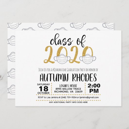 Gruppe 2020 Abschluss Einladung - Gesichtsmaske GG (Vorne/Hinten)