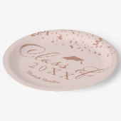 Gruppe 2021 Rose Gold Foil Graduation Party rosa Pappteller (Schrägansicht)
