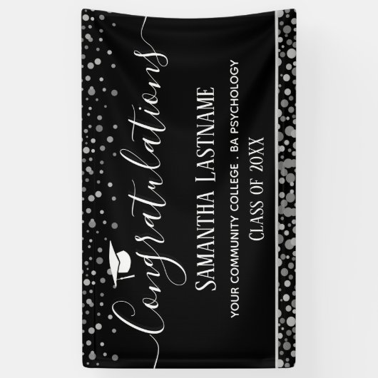 Gruppe 2022 Abschluss Silver Confetti Banner (Vertikal)