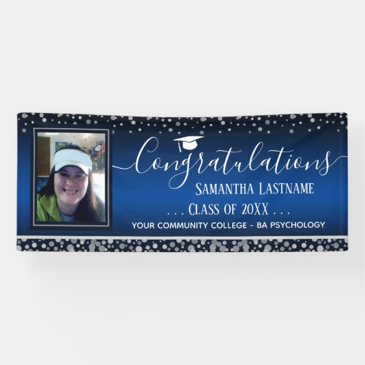 Gruppe 2022 Abschluss Silver Confetti Ein Foto Banner (Horizontal)