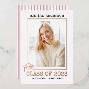 Gruppe 2023 Rose Goldfolie Abschluss Foto Folie Folieneinladung