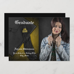 Gruppe 2024 Gold Tassel Uni Foto Abschluss Einladung