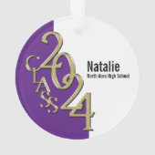 Gruppe 2024 Lila und Gold mit Foto Ornament (Rückseite)