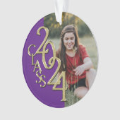 Gruppe 2024 Lila und Gold mit Foto Ornament (Vorderseite)