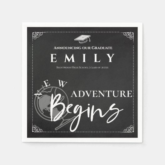 Gruppe 2025 Abenteuer beginnt Abitur Party Serviette (Vorderseite)