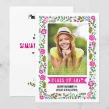 Gruppe 2025 Abschluss, rosa BlumengrenzenFoto